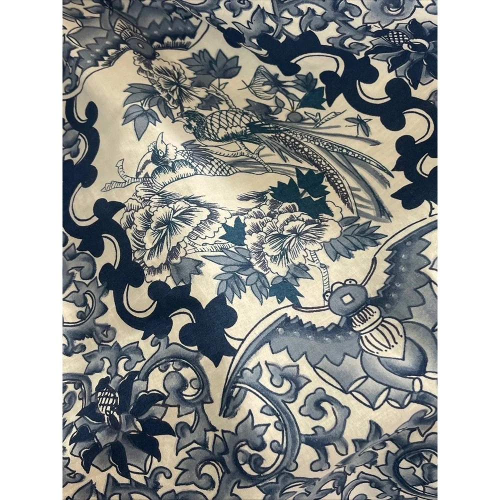 Vintage Ralph Lauren Twin Bed Skirt Blue White Chinoiserie Tamarind Floral Bird